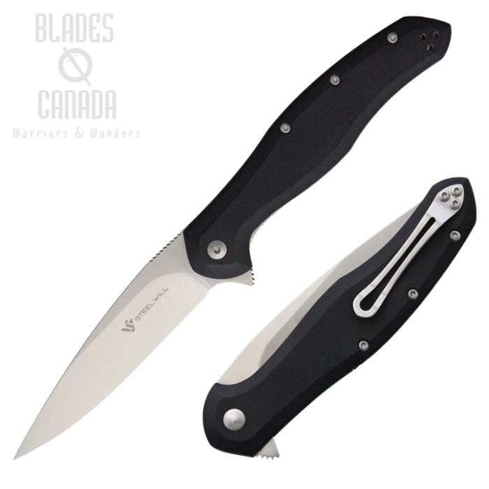 Steel Will Intrigue Flipper Folding Knife, M390 Satin, G10 Black, F45-31
